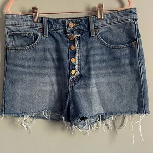 Lucky Brand Button Fly Super High Waist Raw Hem Lucky Pins Short